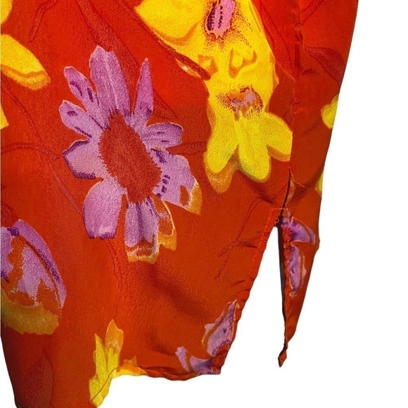 Esmerelda Fashions Vintage Colorful Floral Button Down Short Sleeve Shirt - Picture 5 of 13